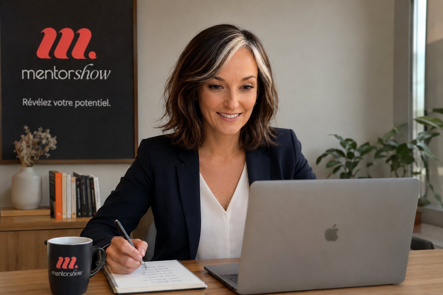 Audrey Branco préparant un accompagnement en ligne dans l’univers MentorShow