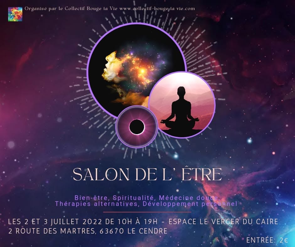 Affiche du Salon de l’Être organisé au Cendre les 2 et 3 juillet 2022